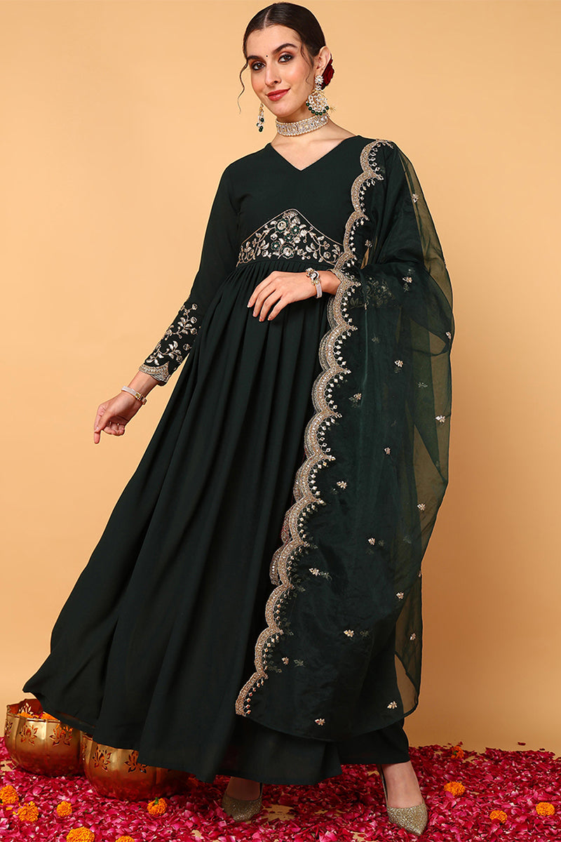green-georgette-embroidered-zari-work-flared-kurta-set-vkset1490