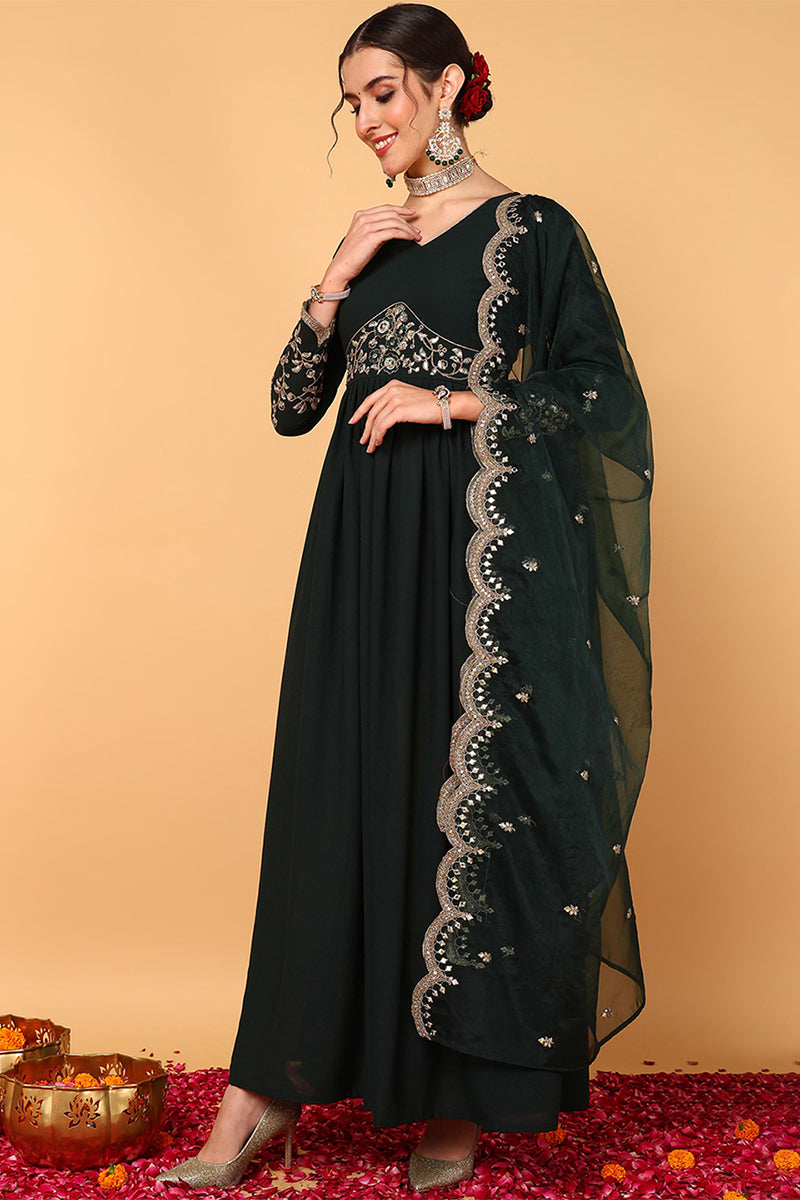 green-georgette-embroidered-zari-work-flared-kurta-set-vkset1490
