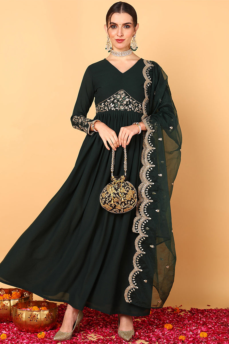 green-georgette-embroidered-zari-work-flared-kurta-set-vkset1490