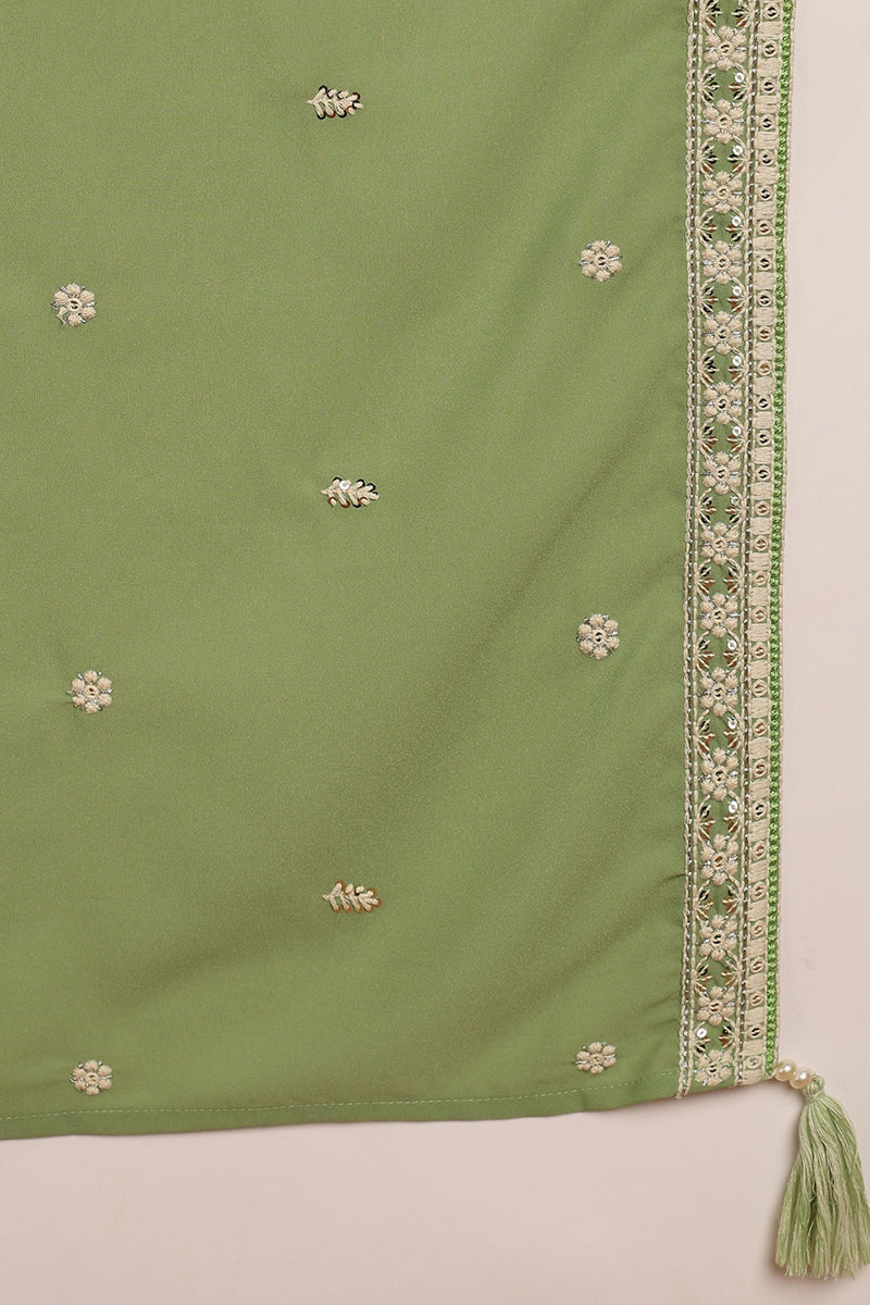 Green Georgette Embroidered Thread Work Flared Kurta Set