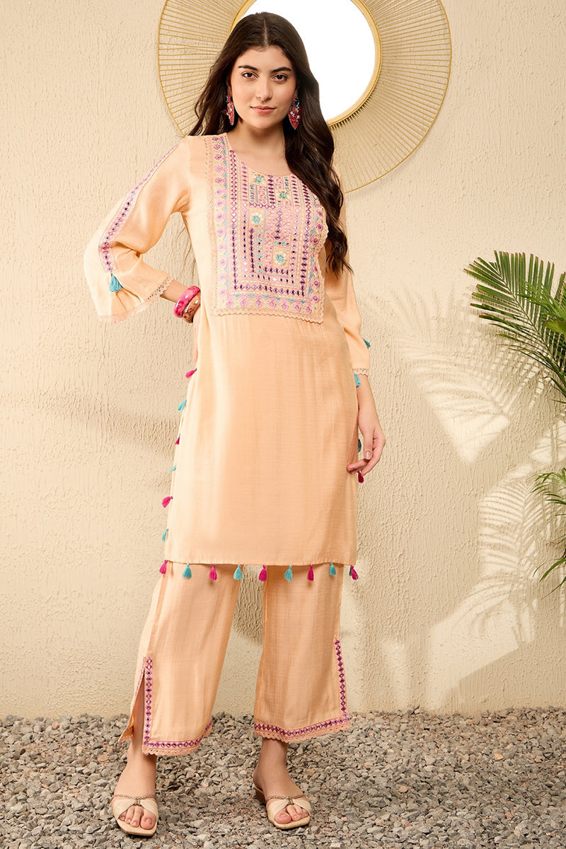 peach-viscose-rayon-solid-embroidered-straight-trouser-kurta-set-vkset1525