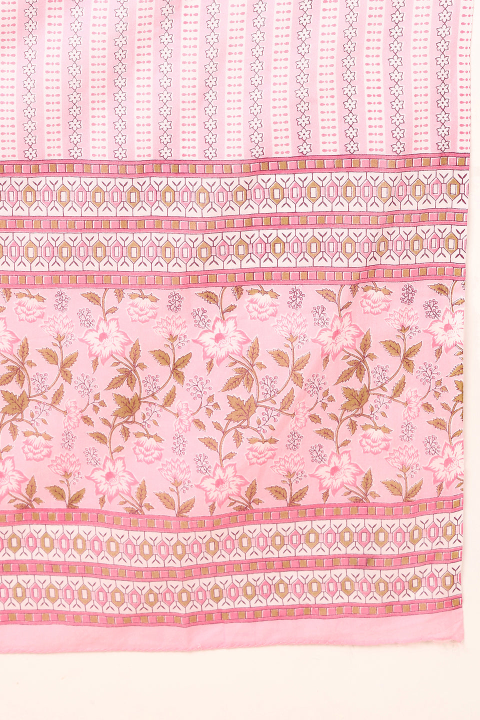 plus size pink pure cotton floral printed straight suit set