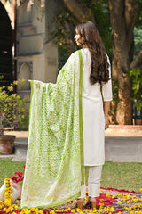 green rayon blend solid embroidered straight suit set