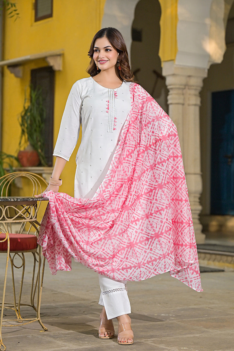 pink rayon blend solid embroidered straight suit set vkskd2215pnk