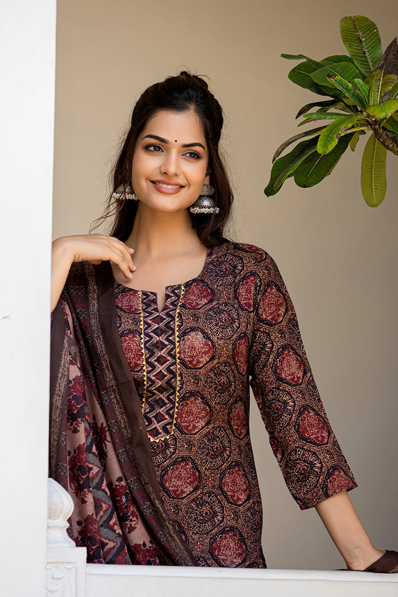 multi rayon blend floral printed straight trouser suit set 