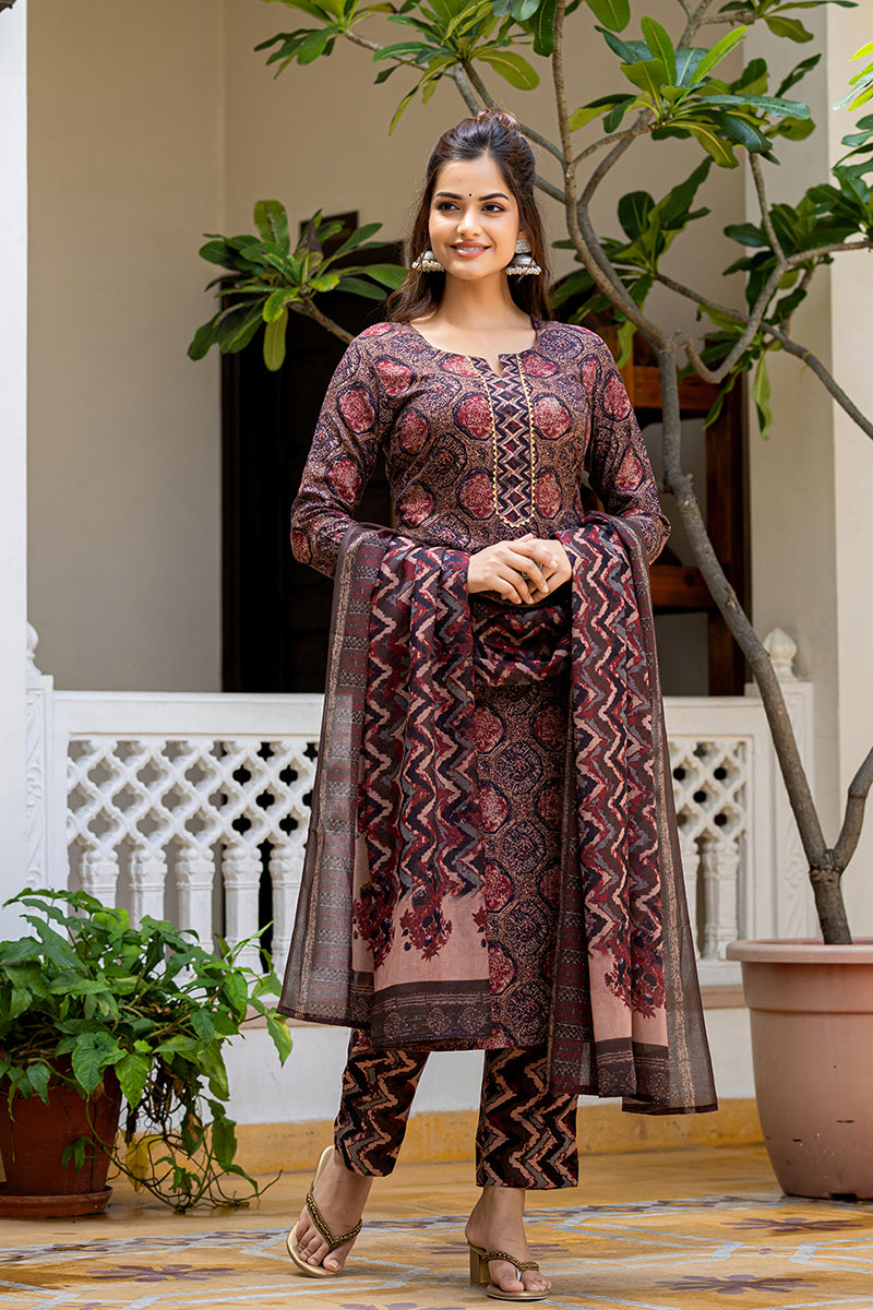 multi rayon blend floral printed straight trouser suit set 