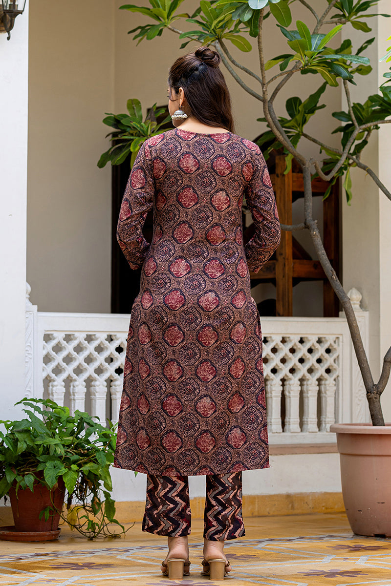 multi rayon blend floral printed straight trouser suit set 