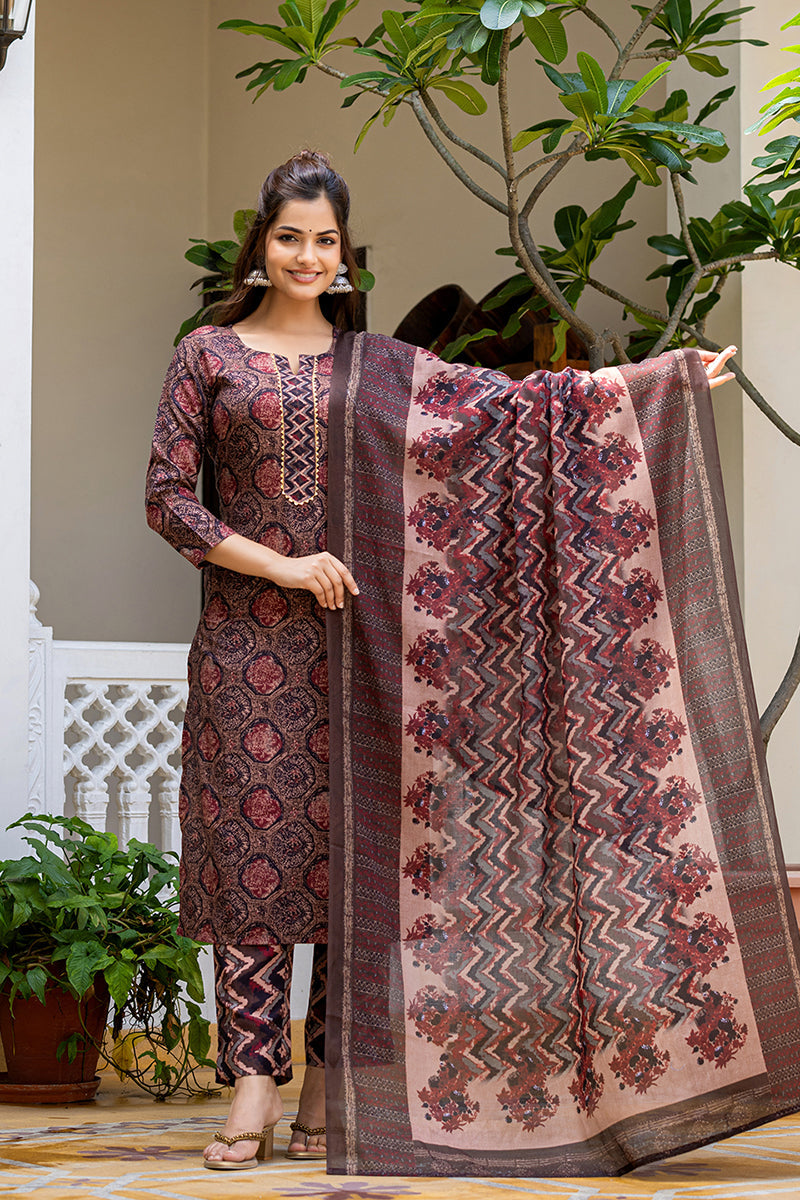 multi rayon blend floral printed straight trouser suit set 