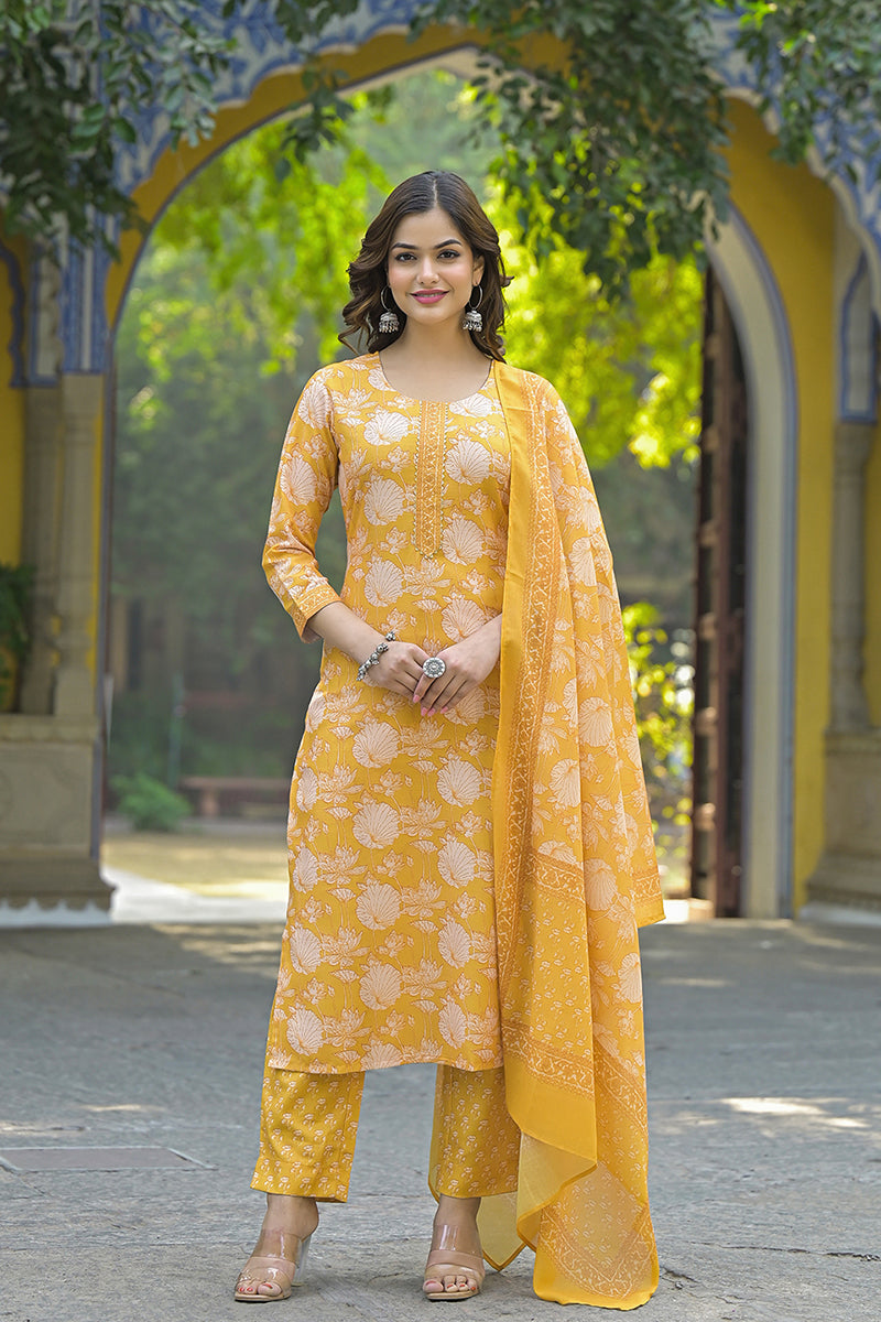 yellow-rayon-blend-floral-printed-straight-kurta-suit-set-vkskd2309