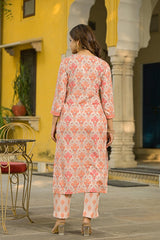 cream rayon blend floral printed straight kurta suit set