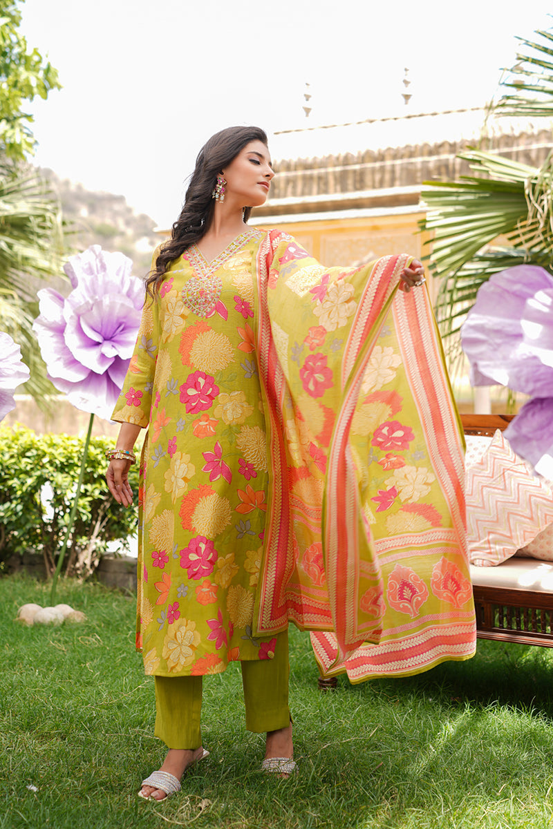 lime-green-viscose-rayon-floral-embroidered-straight-kurta-trousers-with-dupatta-vkskd2375