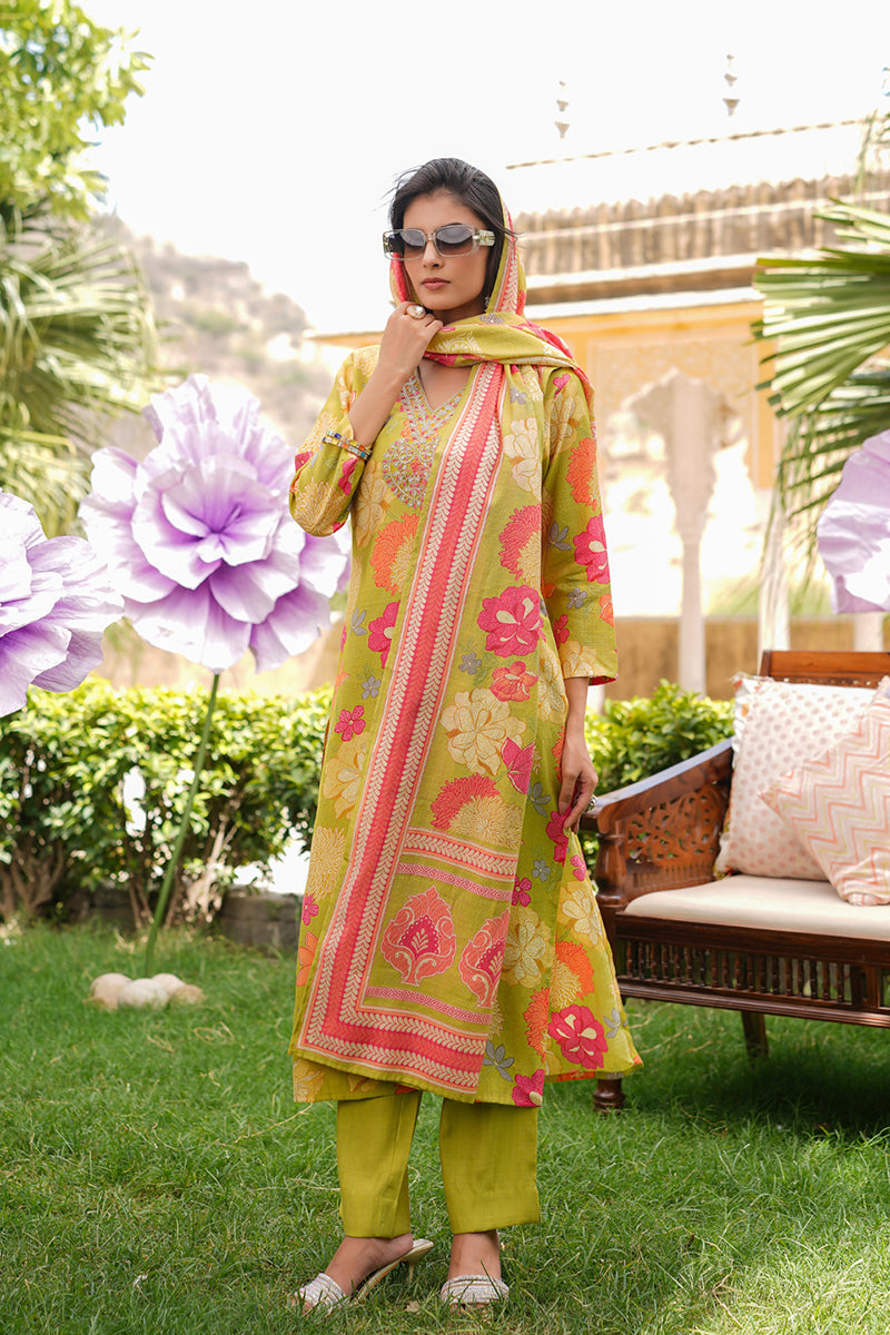 lime-green-viscose-rayon-floral-embroidered-straight-kurta-trousers-with-dupatta-vkskd2375