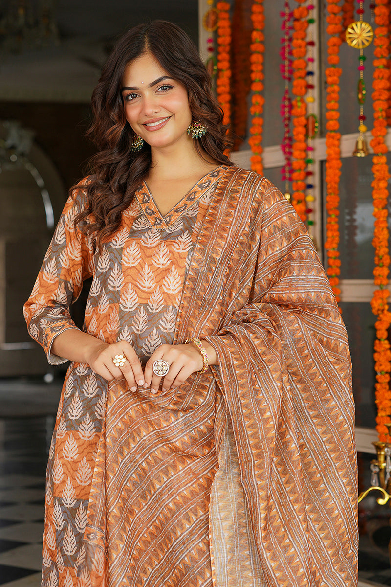 multicolor rayon blend ethnic motifs printed straight kurta trousers with dupatta 