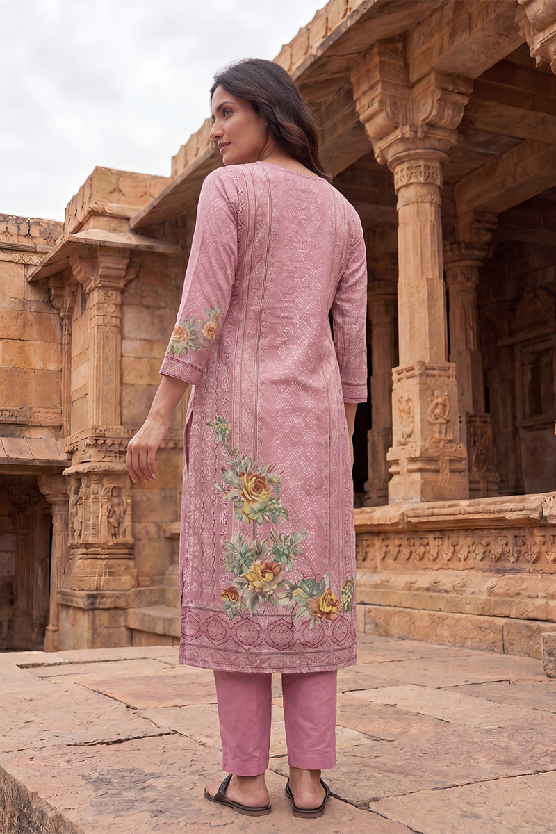 pink pure cotton ethnic motifs printed straight kurta sets vkskd3203
