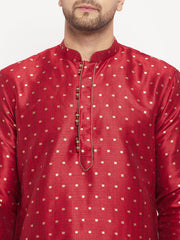 Vastramay - Men's Maroon Zari Weaved Kurta