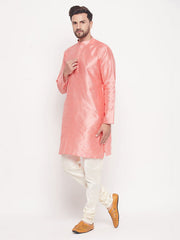 Vastramay - Men's Pink Woven Silk Blend Kurta Pyjama Set