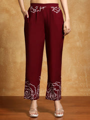 Women-Bold Floral Placement Printed Flared Kurta With Trouser