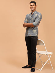Vastramay - MEN'S GREY FOIL PRINT SHIRT