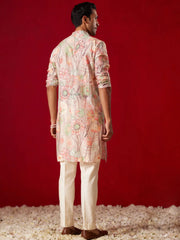 Shvaas By Vastramay - Men'S Multicolor Base Peach Cotton Printed Kurta Pant Set