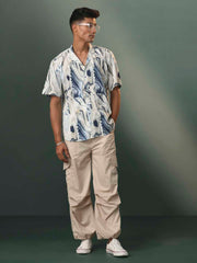 Shvaas By Vastramay - MEN'S MULTI-COLOR BASE CREAM MARBLE PRINT COTTON SHIRT