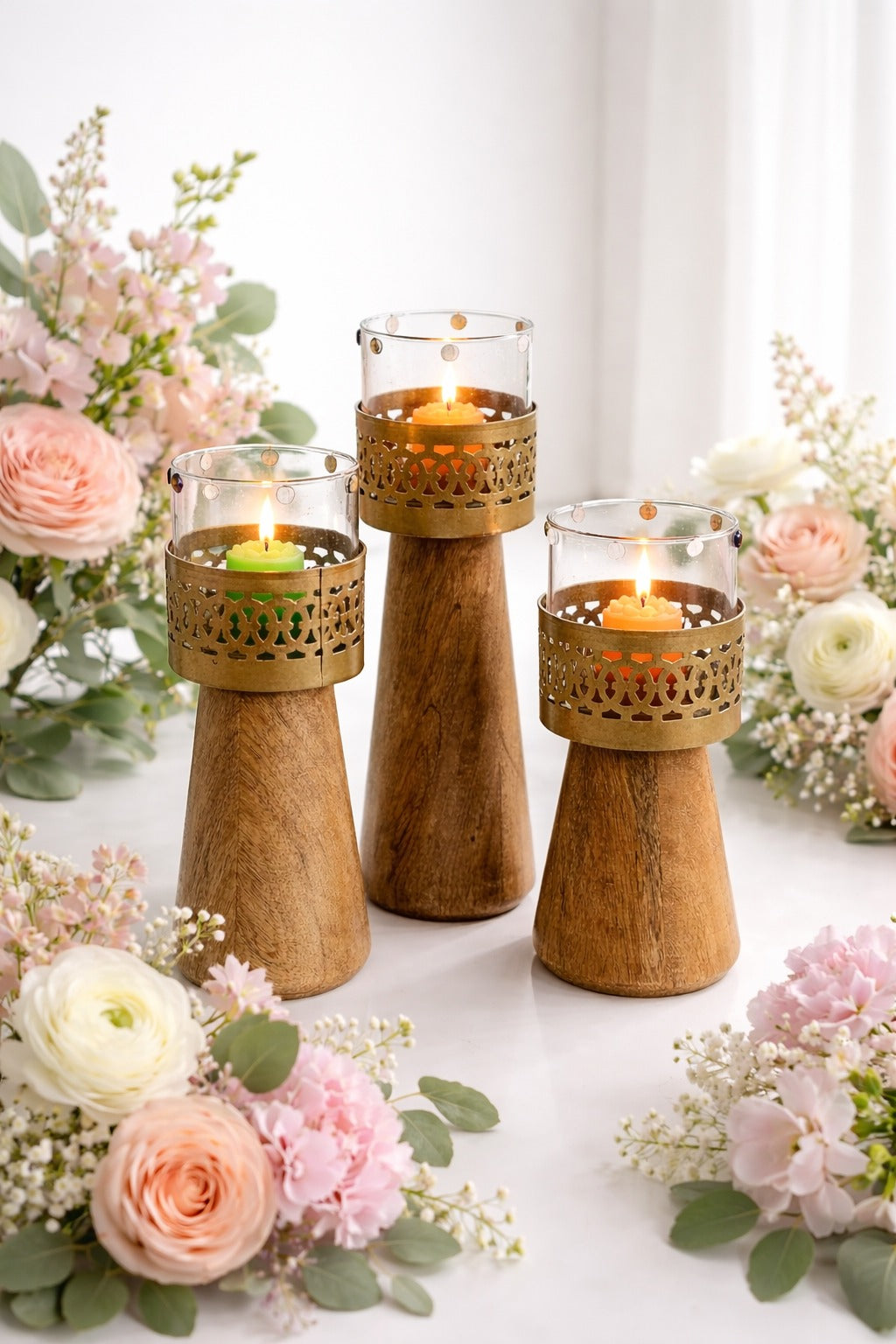 golden leaf tealight candle holder with glass cylinder metal decorative table centerpiece for living room diwali decoration home decor gift item copy
