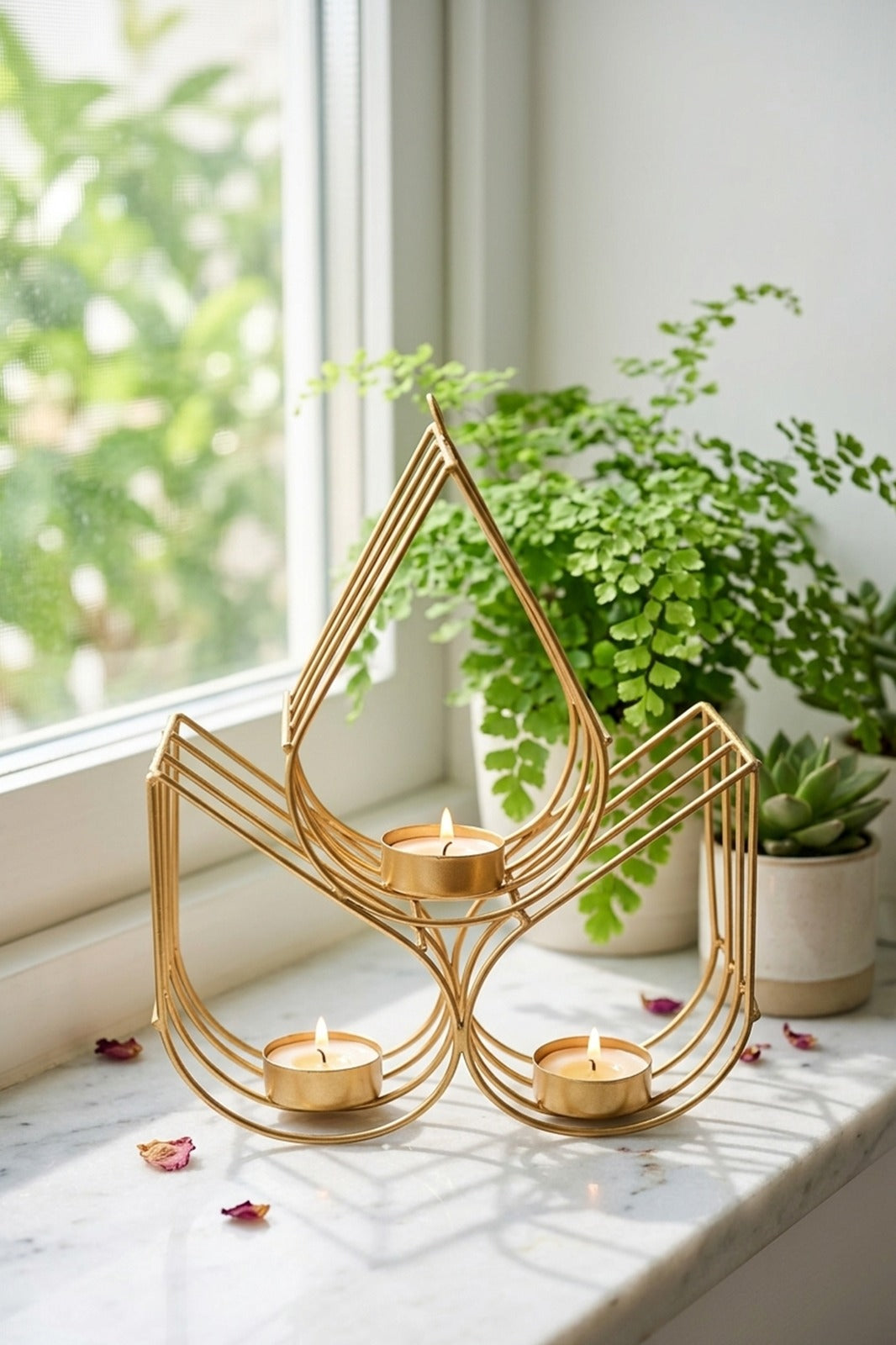 glass hurricane candle holder with metal base decorative table centerpiece tealight pillar stand copy