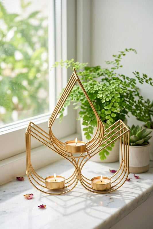 glass hurricane candle holder with metal base decorative table centerpiece tealight pillar stand copy