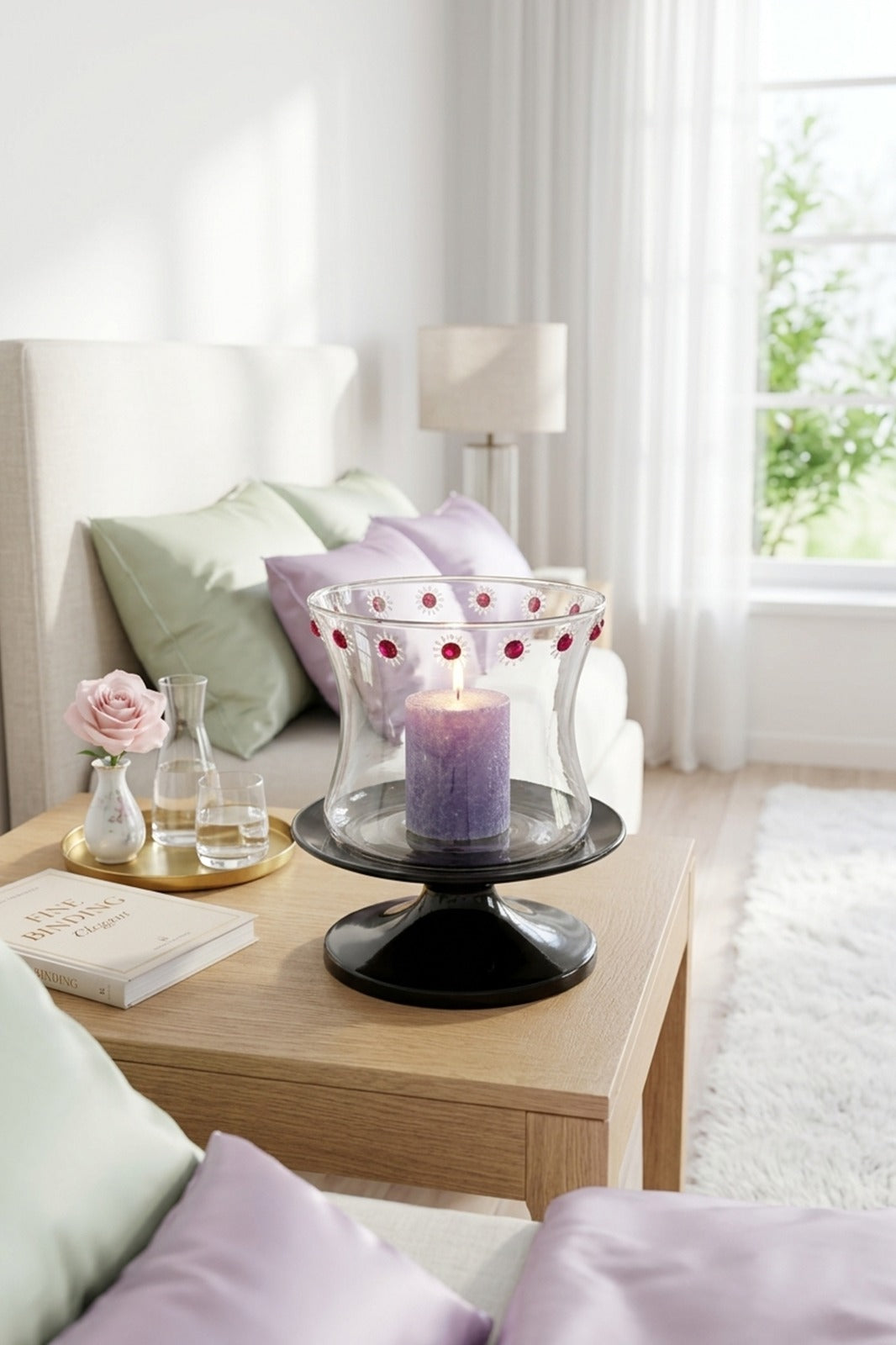 lotus metal tealight candle holder with glass cup modern table centerpiece decor copy