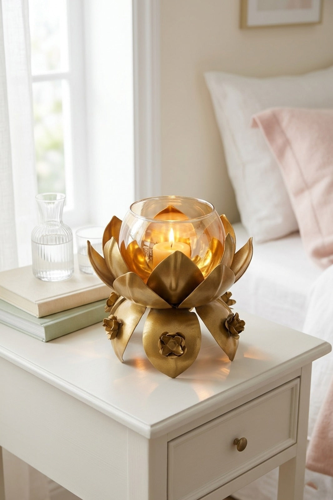 metal jali tealight candle holder with bowl base decorative diya stand for diwali rangoli home decor golden festival candle holder gift item copy