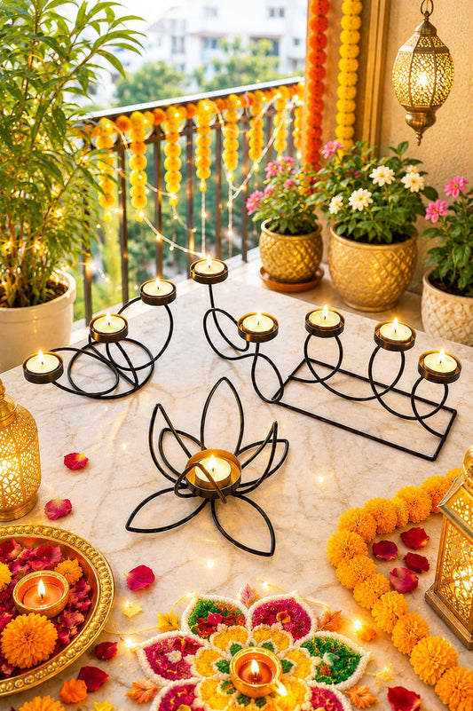 modern metal tea light holder collection set decorative candle holders for home decor living room dining table festivals gifting