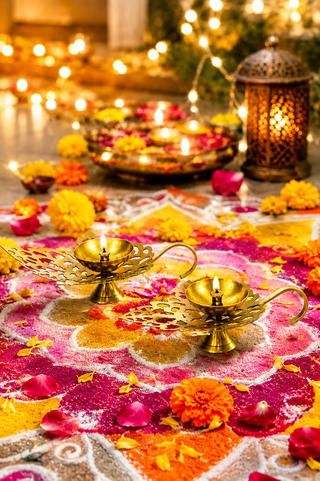 brass leaf diya set of 2 decorative brass oil lamps with elegant leaf design traditional pooja deepak for home temple diwali decor festive gifting