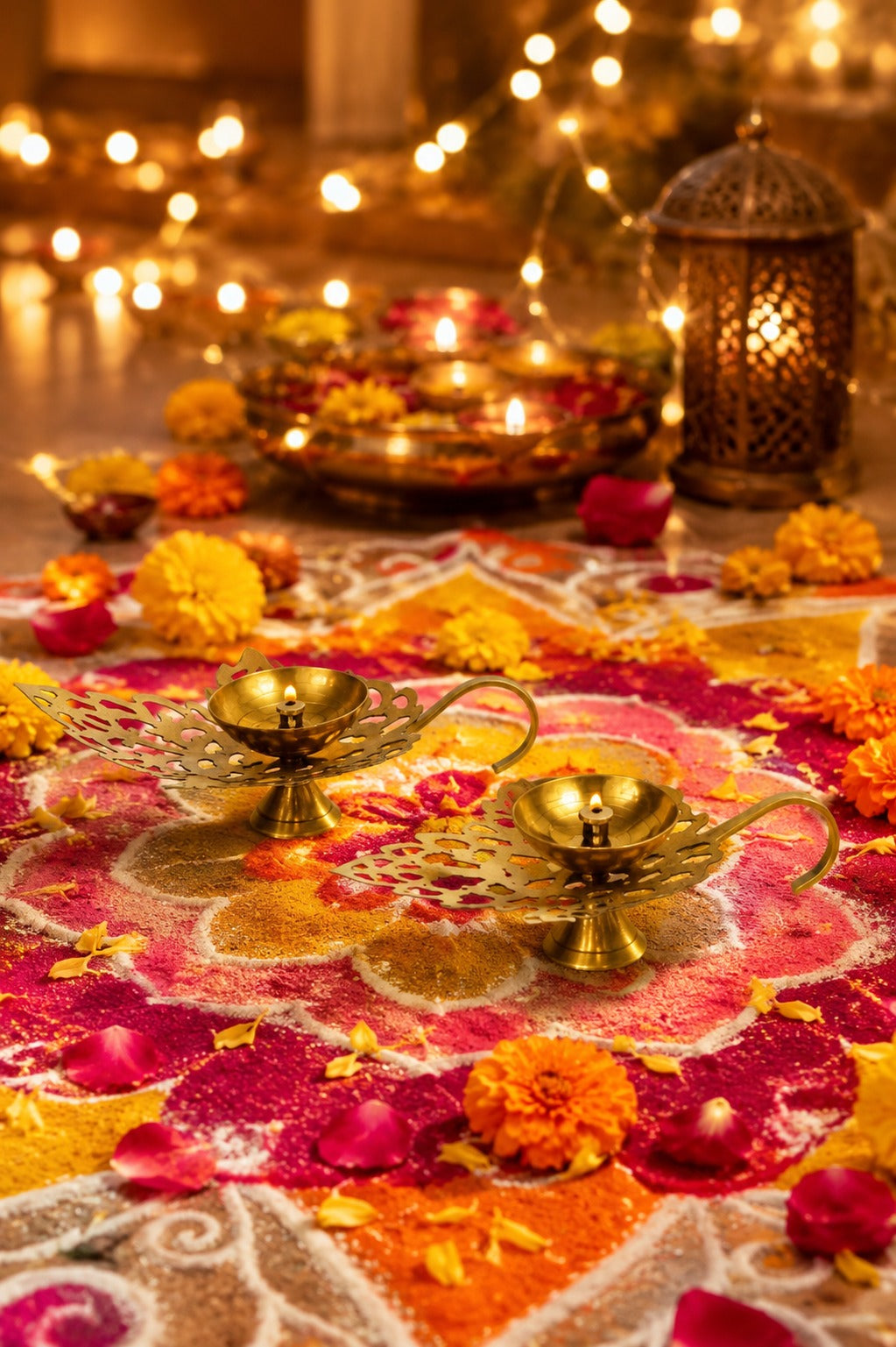 brass leaf diya set of 2 decorative brass oil lamps with elegant leaf design traditional pooja deepak for home temple diwali decor festive gifting