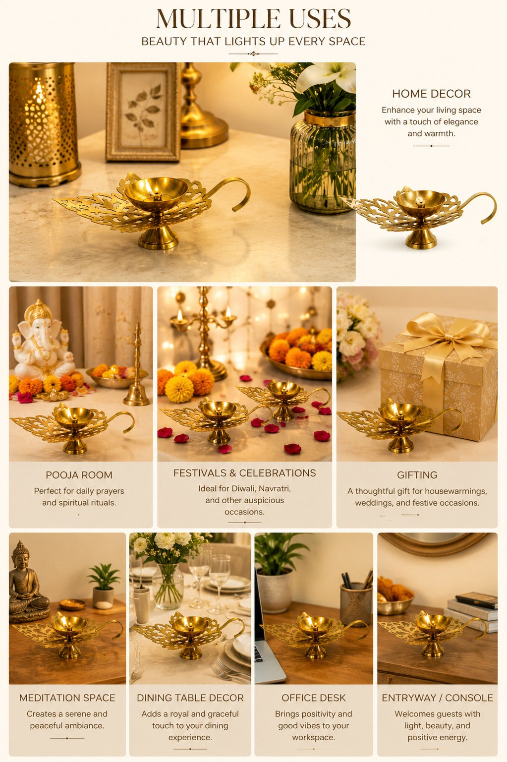 brass leaf diya set of 2 decorative brass oil lamps with elegant leaf design traditional pooja deepak for home temple diwali decor festive gifting
