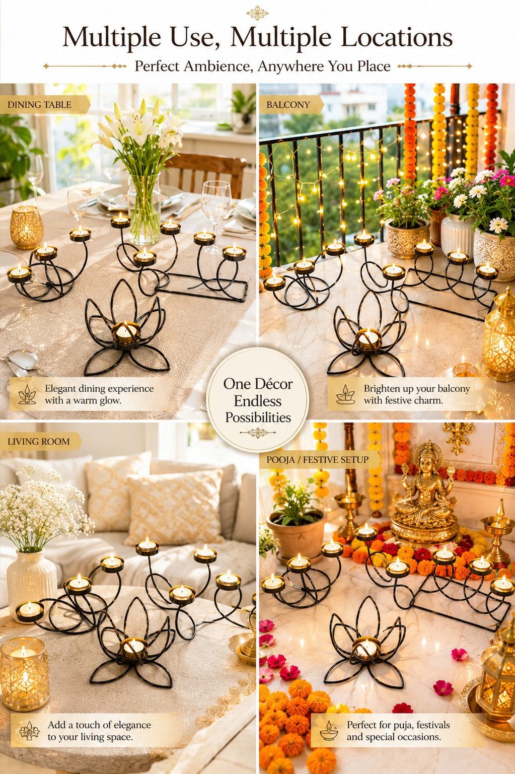 modern metal tea light holder collection set decorative candle holders for home decor living room dining table festivals gifting