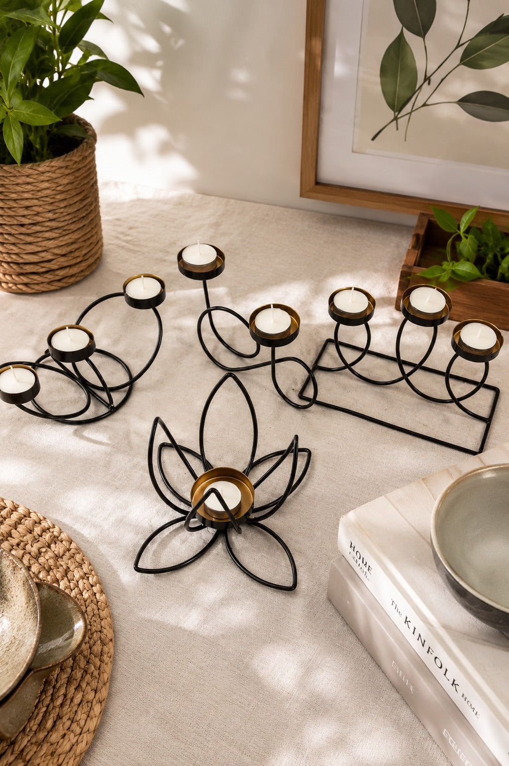 modern metal tea light holder collection set decorative candle holders for home decor living room dining table festivals gifting