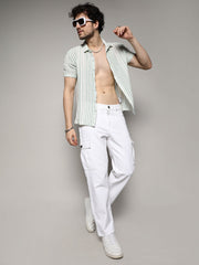 Unbalanced Striped Woven Shirt