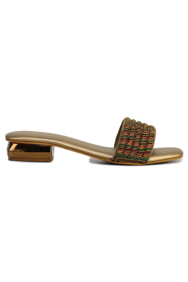 Casual Copper Open Toe Flats Square Toe Slip-On Flats