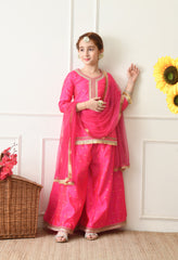 Girls Pink Ethnic Sharara Set with Dupatta Festive Ethnic Wear for Girls
