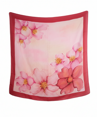 Red Blossom - Hand Painted Pure Silk Square Canvas