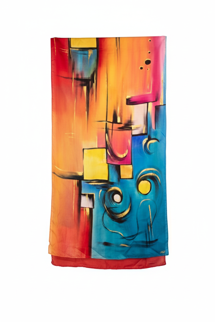 Day & Night - Hand Painted Pure Silk Grand Stole