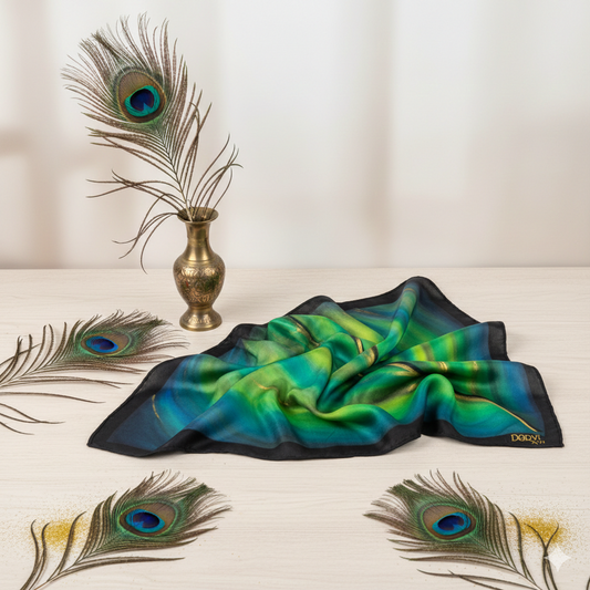 Regal Plume - Hand Painted Pure Silk  Petite Square