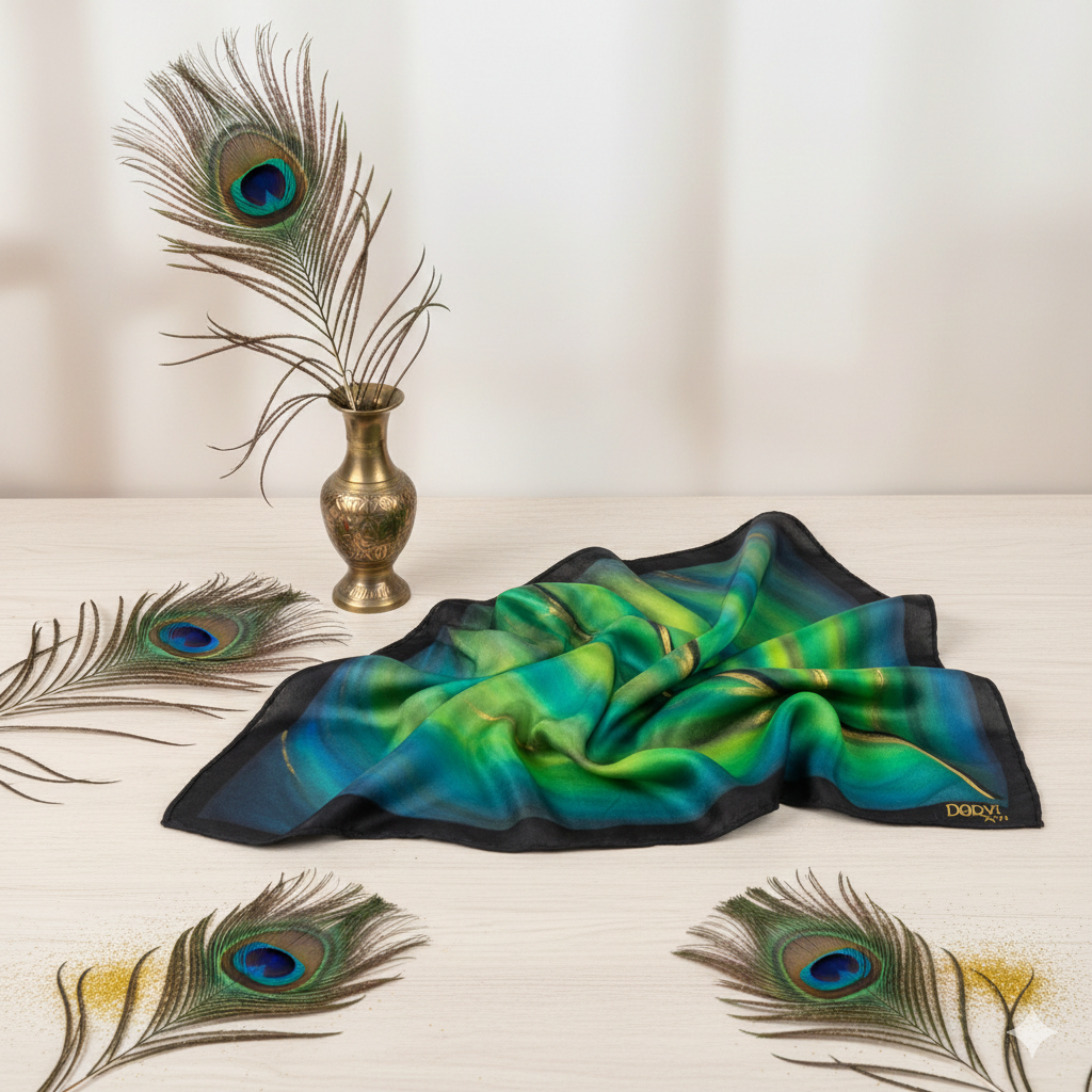 Regal Plume - Hand Painted Pure Silk  Petite Square
