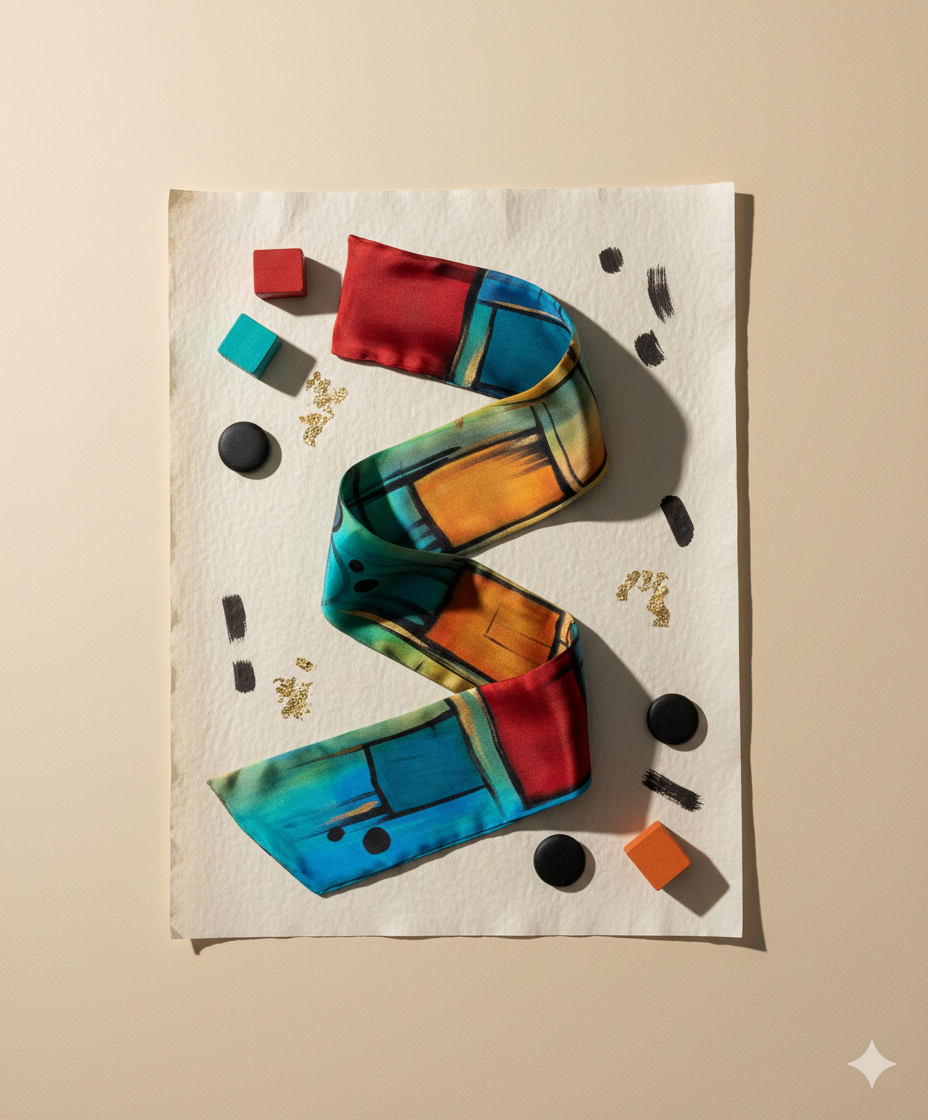 Day & Night - Hand Painted Pure Silk Trending Twilly