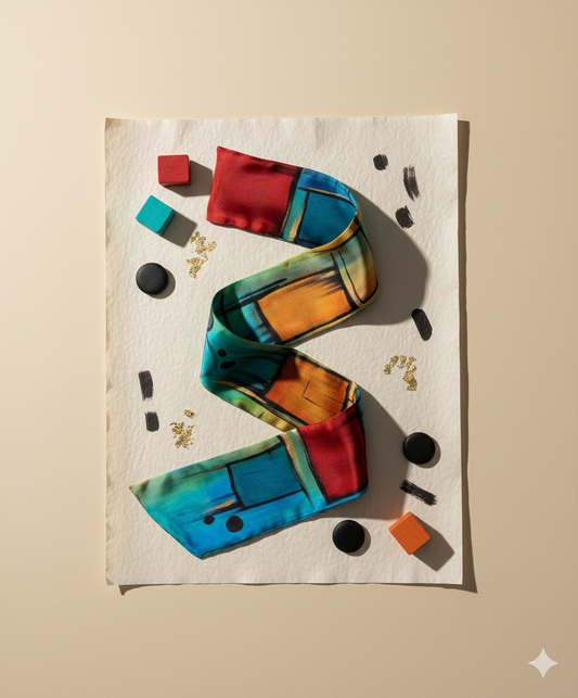 Day & Night - Hand Painted Pure Silk Trending Twilly