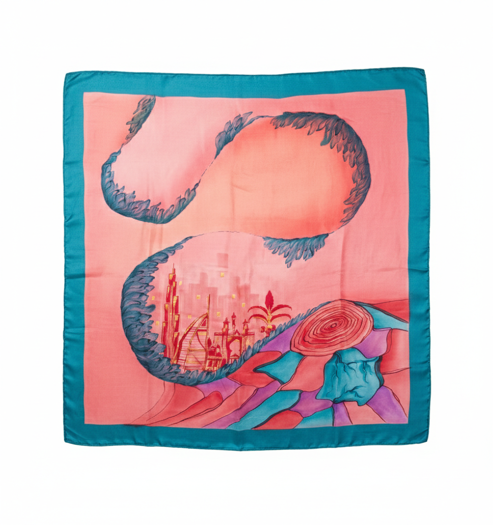 Ode to UAE - Hand Painted Pure Silk Square Canvas