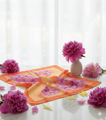 Orange Bloomers - Hand Painted Pure Silk Square Canvas