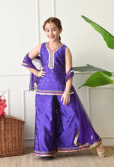 Girls Purple Ethnic Sharara Set with Dupatta Festive Ethnic Wear for Girls