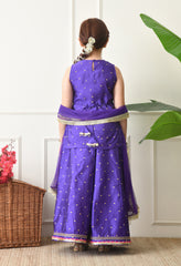 Girls Purple Ethnic Sharara Set with Dupatta Festive Ethnic Wear for Girls