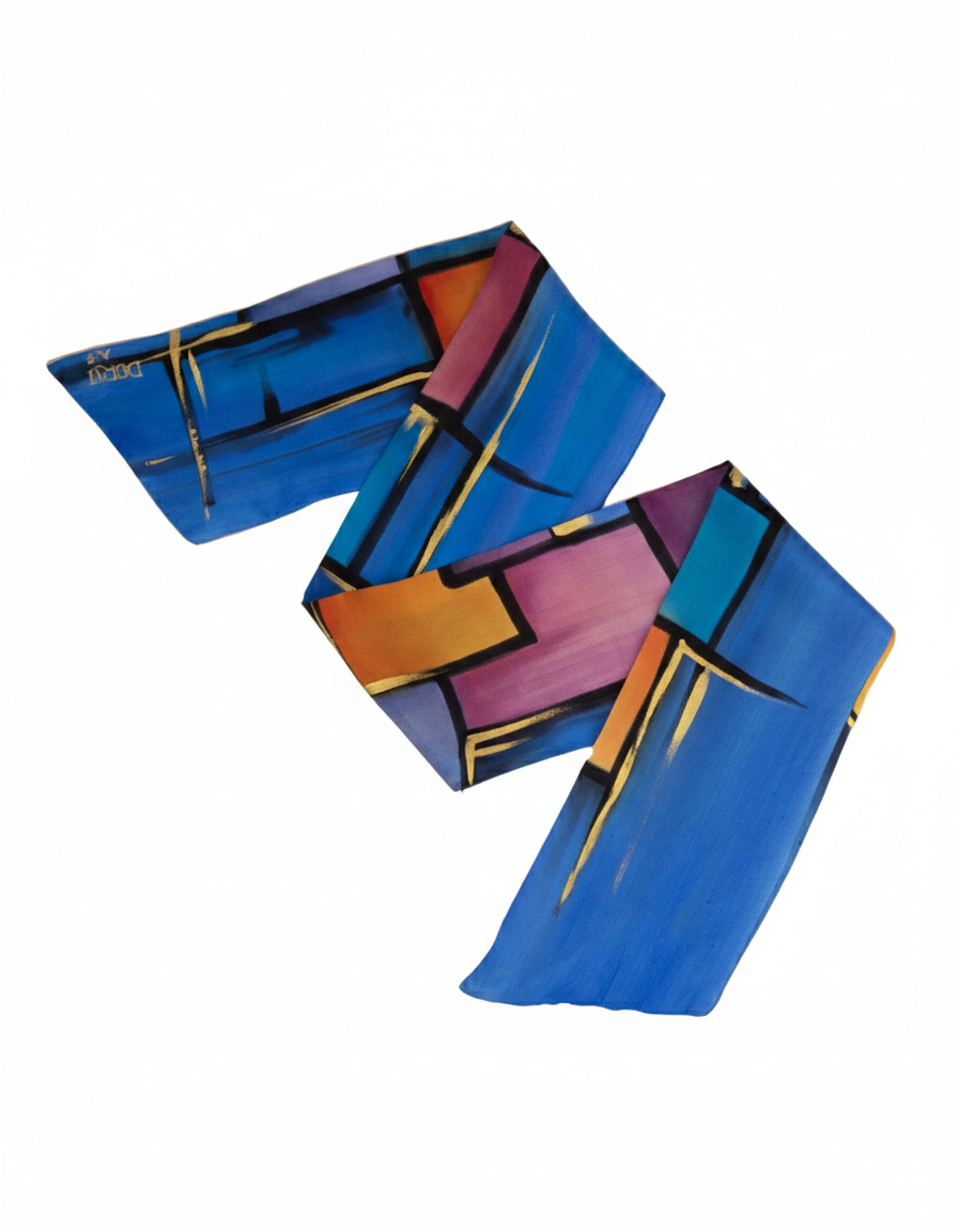 Prismatic Flow - Hand Painted Pure Silk Trending Twilly