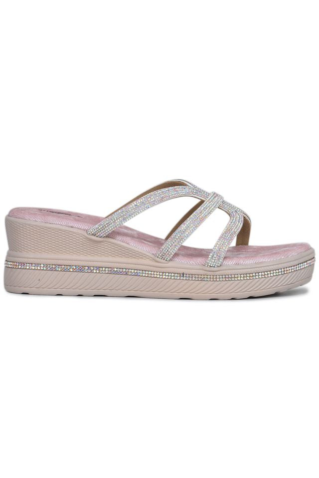 Shezone-Fashion Open Back Sandal 2 inches Wedge Heels